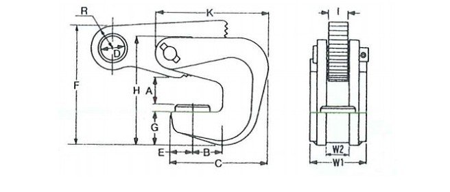 VAS橫吊鋼板起重鉗尺寸圖 VAS橫吊鋼板起重鉗尺寸圖