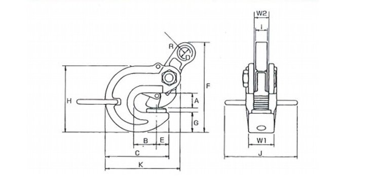 VAN VANL橫吊鋼板鉗尺寸圖 VAN VANL橫吊鋼板鉗尺寸圖