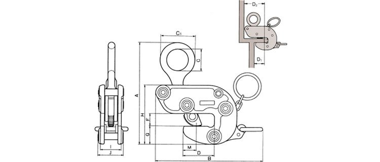 HA 110橫吊鋼板夾具尺寸圖 HA 110橫吊鋼板夾具尺寸圖