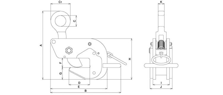 HA 60橫吊鋼板夾具尺寸圖 HA 60橫吊鋼板夾具尺寸圖