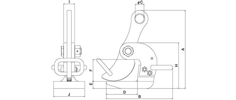CH NW水平吊鉗尺寸圖 CH NW水平吊鉗尺寸圖