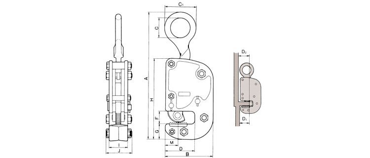 HV K橫豎吊兼用鋼板吊具尺寸圖 HV K橫豎吊兼用鋼板吊具尺寸圖