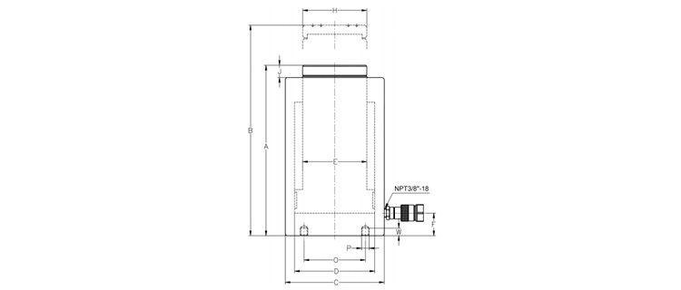單作用重載千斤頂尺寸圖  單作用重載千斤頂尺寸圖